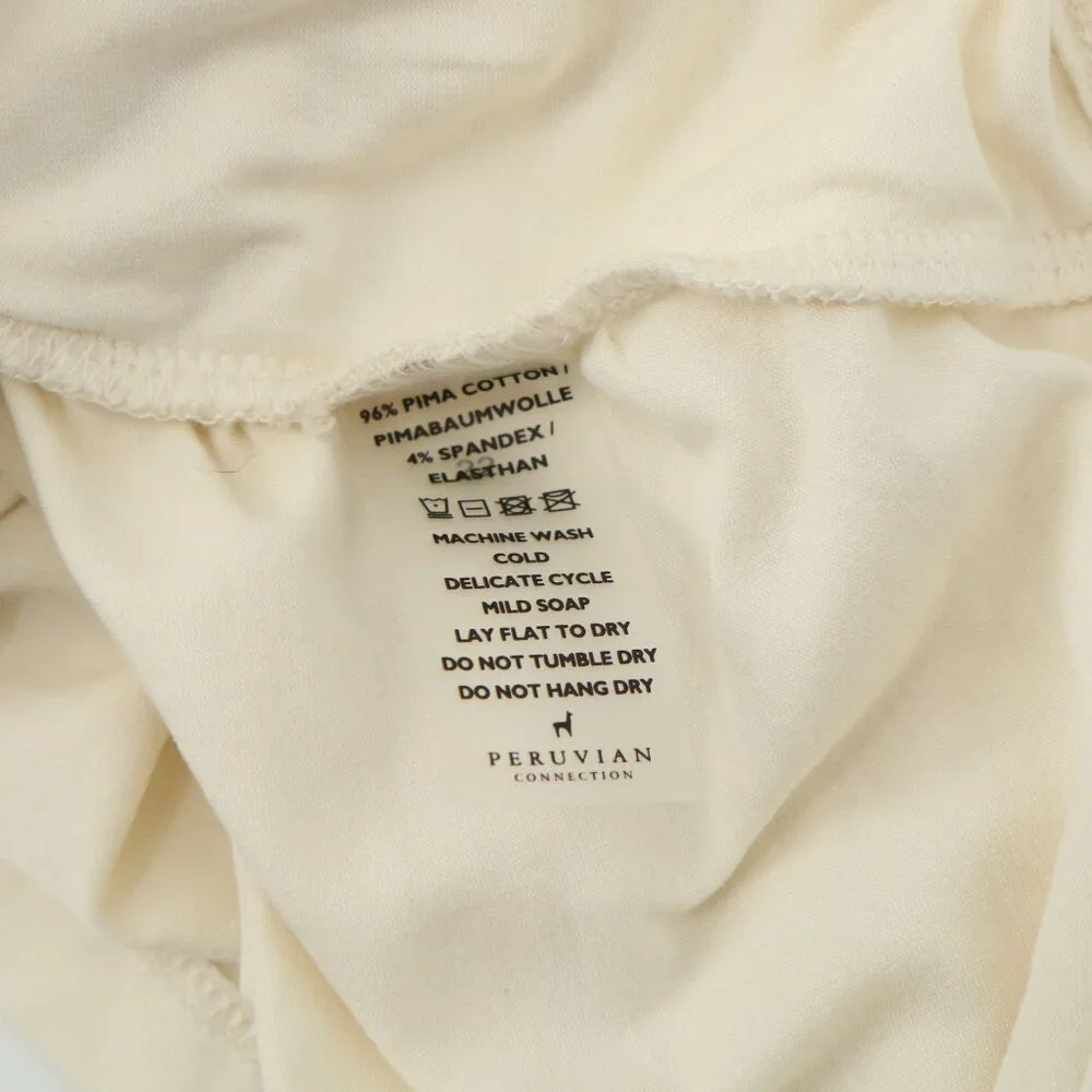 Peruvian Connection Ivory Faux Wrap Cyprus Ruched V-Neck Pima Cotton Top S M - Picture 6 of 6